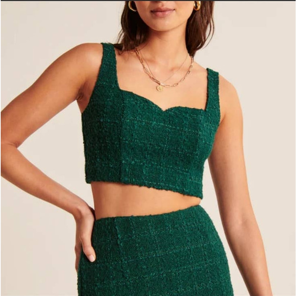 Abercrombie & Fitch Tops - NWT Abercrombie & Fitch Green Tweed Bustier Crop Top Size XS